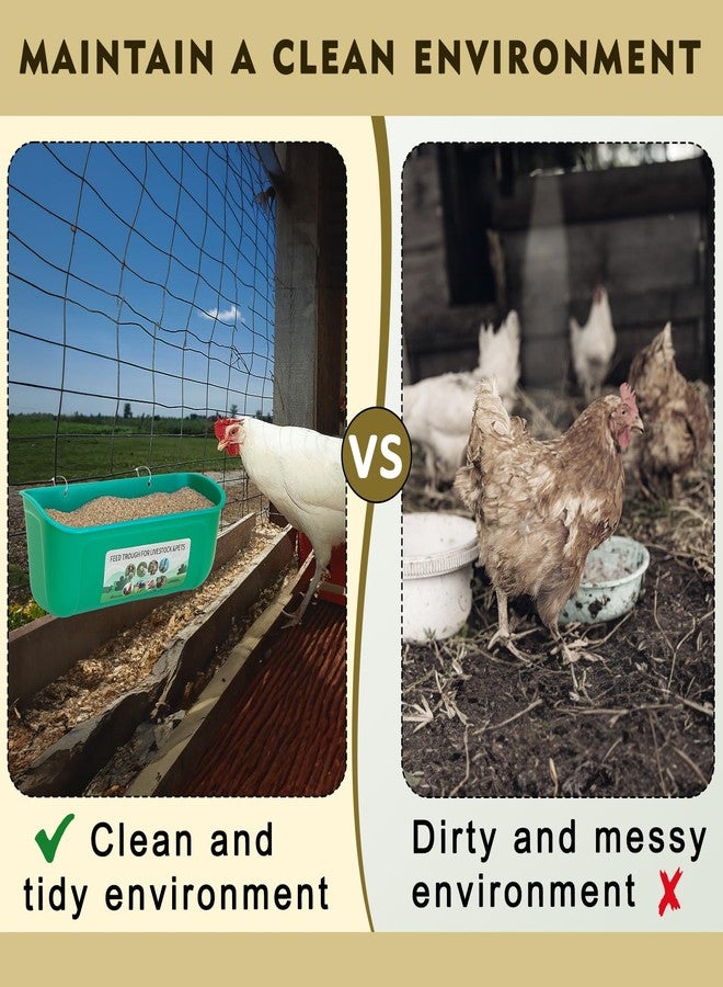 عبوة من 10 معالف معلقة للدجاج سعة 4.5 كوارت مع فرشاة ومغرفة، معالف معلقة للماعز الأخضر، مع خطافات ومسامير ورباط بلاستيكي، مناسبة لتغذية الماشية والماعز. - Image 5